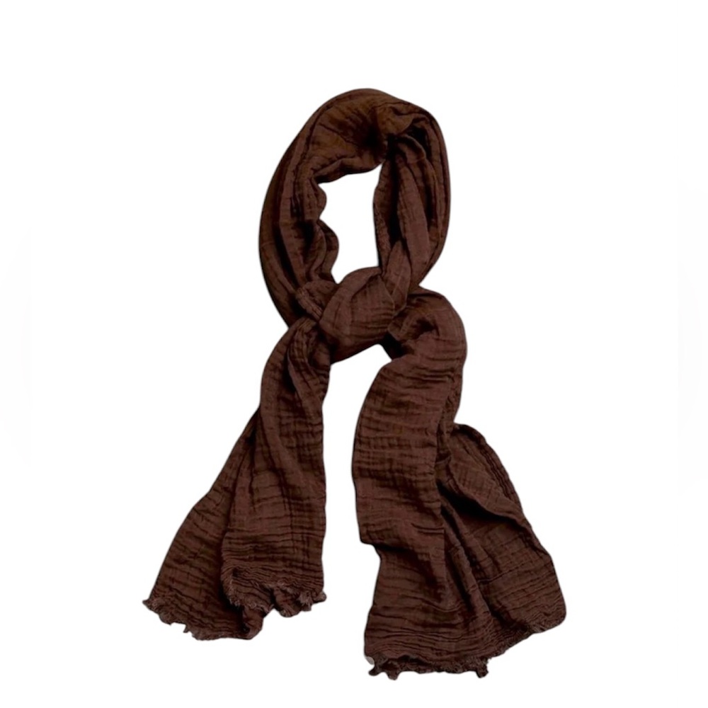 Laude the Label Bubble Gauze Scarf in Brown